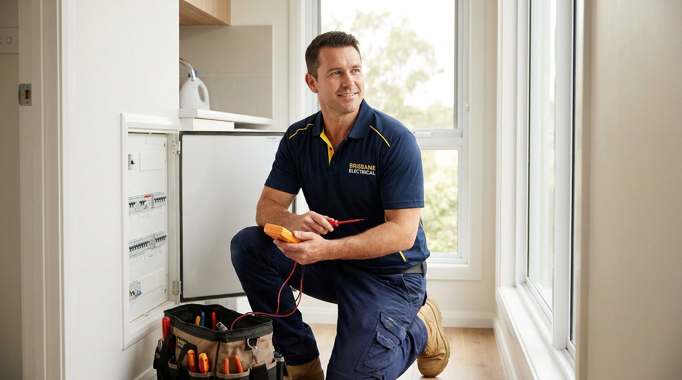 Licensed KCR Electrical Services electrician working on a residential switchboard panel